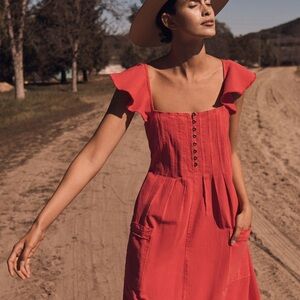 Anthropologie Pilcro Flutter Sleeve Midi Dress